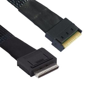 NFHK OCuLink PCIe PCI-Express SFF-8611 8X 8-Lane to Dual SFF-8639 U.2 4X SSD Data Active Cable 50cm