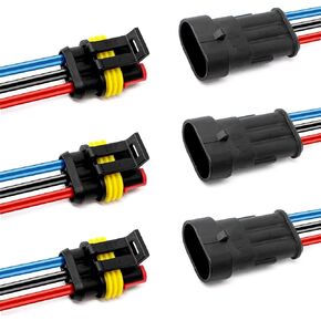 4Pin Way 16 AWG Waterproof Electrical Connectors, Male and Female Way 16 AWG Wire Harness Plug Socket Kit Suitable for Car, Truck, Boat, Motorcycle, Trike, Caravan, Marine-3 PACK