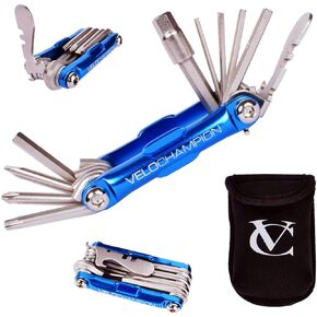 VeloChampion 14 in 1 Blue Multifunctional Bike Repair Cycling Multitool with Storage Case. Compact, Portable and Built to Last