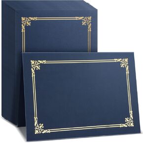 Sherr 40 Pcs Certificate Holders Diploma Holder 8.6*12 Inch Cardstock, Documents, Award, Graduation. Certificate Cover with Gold Foil Border Certificate Folder for Letter Size 8.3*11.6 Inch(Navy Blue)