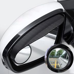 1797 Blind Spot Mirrors 2 Pack Side Mirror Rain Guard for Car Rear View Round Adjustable Convex Carbon Fiber Exterior Accessories Reverse Change Lanes