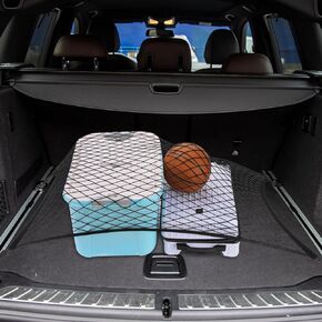 Kaskawise Elastic Cargo Net for SUV,Truck Net Organizer with Storage Bag,32"x24" Stretch to 56"x42"SmallCargo Net,Cargo Mesh Truck Bed Net for Car,Truck,Pickup Trucks Black,Road Trip Essentials
