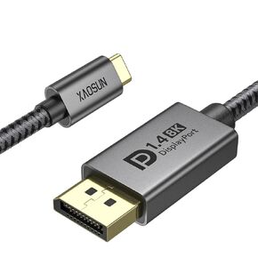 كابل XAOSUN USB C إلى DisplayPort 1.4 [8K@60 هرتز 4K@165 هرتز 2K@240 هرتز]، كابل Thunderbolt 4/3 إلى DisplayPort USB C إلى DP 1.4 يدعم 32.4 جيجابت في الثانية متوافق مع MacBook وiPad وMac Mini وGalaxy وXPS 17 6.6FT in Kuwait
