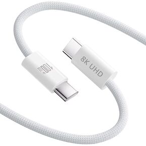 6.6FT USB C to USB C Cable(6mm Nylon Braided), USB C 3.2 Cable 8K@60HZ UHD Video Output【Thunderbolt 3/4 Compatible】, 20Gbps,100W Charger Cable for iPhone 15, MacBook, iPad Pro, Samsung and More