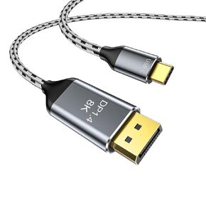 8K USB C to DisplayPort 1.4 Cable, 6Ft, Thunderbolt 4/3 to DisplayPort Cable (8K@60Hz, 4K@165Hz/144Hz/120Hz), 32.4Gbps Compatible for MacBook Pro/Air, iPad, XPS -Braided Cord