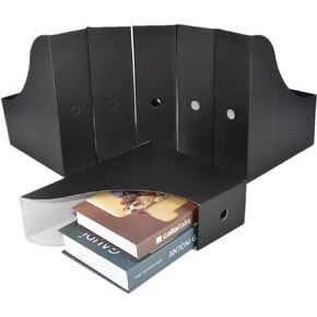 HUAPRINT White Magazine Holder(6 Pack) Cardboard Magazine File Holder-Folder Holder,Magazine Organizer,Document Organizer,Magazine Storage Box,With Labels