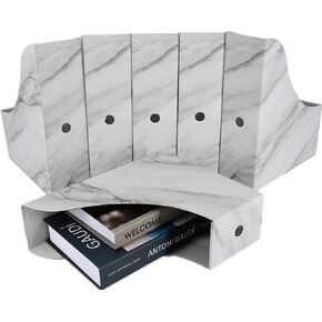 HUAPRINT White Magazine Holder(6 Pack) Cardboard Magazine File Holder-Folder Holder,Magazine Organizer,Document Organizer,Magazine Storage Box,With Labels