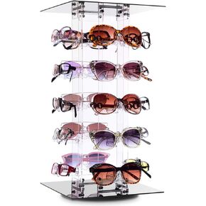 MOOCA Acrylic Rotating Sunglasses & Eyewear Holder Display Sunglasses Organizer Stands Sunglasses Rack, 20 Frames