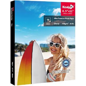 Koala Premium Photo Paper 8.5x11 Inch Glossy Photo Printer Paper for Inkjet Printer Water Resistant 66lb 50 Sheets