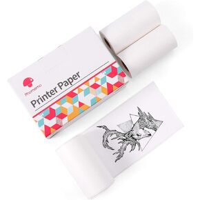 Phomemo Semi-Transparent Paper for M02 M02 Pro M02S M03, Original, Adhesive Thermal Printer Paper, Glossy Sticker Paper, for Pocket Printer, 53mm x 3.5m, Diameter 30mm, 3-Rolls