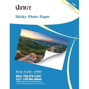 ورق صور لاصق غير لامع ذاتي اللصق من Uinkit 100 ورقة مقاس 8.5x11، 6.8Mil 128gsm للطابعات النافثة للحبر in Kuwait
