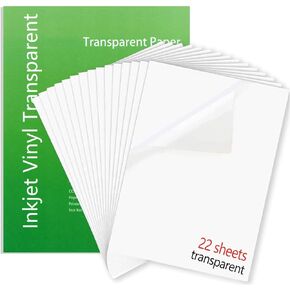 Premium Printable Vinyl Sticker Paper for Inkjet & Laser Printer, 100% Transparent 30 Clear Self-Adhesive Sheets,No-Waterproof,Drying Quickly Vivid Colors Decal Paper