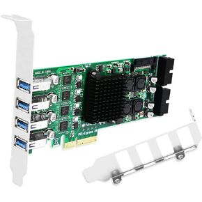 PCIE X4 to 4X Channels 8-Ports Superspeed 5Gbps USB 3.0 Expansion Card, 4X Dedicated USB 3.0 5Gbps Channels 20Gbps Total Bandwidth, Built in FebSmart Self-Powered Technology (FS-4C-U8-Pro)