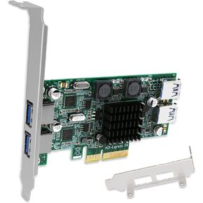 4-Ports Superspeed 5Gbps PCIE USB 3.0 Expansion Card for Windows and Linux Desktop PCs, 2X Dedicated 5Gbps Channels 10Gbps Bandwidth, Built in FebSmart Self-Powered Technology (FS-2C-U4-Pro)