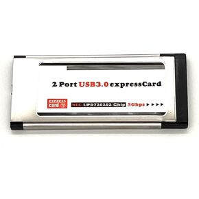 2 Port USB 3.0 to Express Card ExpressCard 34mm Adapter Hidden for Laptop