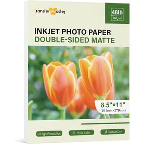 Double sided Matte Photo Paper 8.5X11 Inches 48LB for Inkjet Printer 30Sheets for Presentation Paper Greeting Cards Single-Sided 180GSM