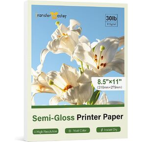Semi Glossy Thin Printer Paper 30LB 8.5X11 Inch Single-Sided for Inkjet and Laser Printer for Brochures Chip Bags Flyers 50Sheets 115GSM