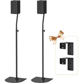 Heavy Duty Speaker Stands Pair for Vizio Speakers with Speaker Wall Mount - Surround Speaker Stand Height Adjustable Extend 33" to 42" for Vizio Rear Speaker Stands of Keyhole or Thread Hole, Black
