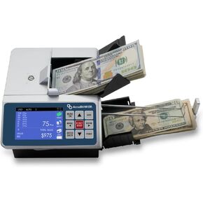 AccuBANKER D700 عد تلقائي ثنائي متعدد العملات للقيمة مع كاشف العملات المزيفة ذو 8 نقاط، تغذية الفواتير متعددة الاتجاهات، كشف العملات بالدولار الأمريكي واليورو، درجة تجارية in Kuwait