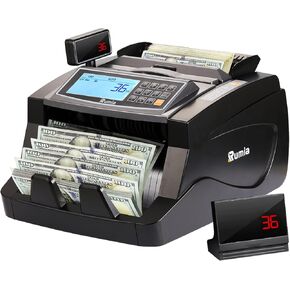 Money Counter Machine, Rumia Bill Counter-USD/EUR with UV/MG/IR/MT/DD Counterfeit Detection, Cash Counting Plus 3 Displays & 7 Modes, 1,000 Bills/Min, Suitable for Store, Office, Bank, etc in Saudi Arabia