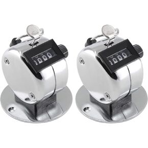 2 Pack Desk Tally Counter, 4 Digit Number Counter Clicker, Mechanical Number Click Counters for Handheld or Base Mount