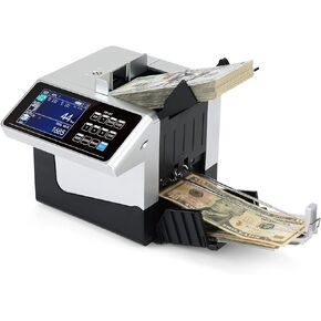 MUNBYN Money Counter Machine Mixed Denomination, Value Counting, Multi-Currency, UV/IR/MG/MT Counterfeit Detection, Ultra Compact and Lightweight