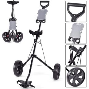 DORTALA Golf Cart, 2 Wheel Foldable Golf Trolley Push Pull Cart with Scoreboard, Multifunctional and Convenient Golf Cart Quickly Opened and Closed