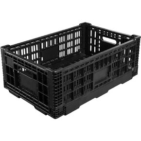 Collapsible Storage Bin Containe，52 Liter Transferheavy duty Black plastic storage box,milk crates heavy duty Transit storage (2)