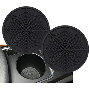 Car Cup Holder Coaster, 2 Pack Universal Auto Anti Slip Cup Holder Insert Ornaments Coaster, Durable, Suitable for Most Car Interior Accessories (Black-Spider Web)