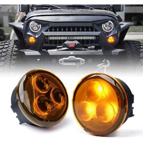 Xprite Amber Lens LED Turn Signal, Aluminum Front Blinker Lights Compatible with 2007-2018 Jeep Wrangler JK