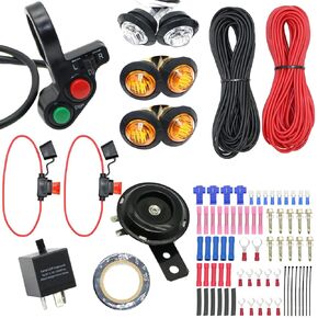 Universal UTV ATV SXS Scooter LED Turn Signal Horn Kit Street Legal 4 Way Hazard