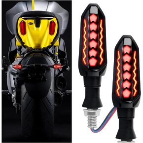 2PCS Motorcycle Turn Signals LED,Cool Flowing Motorcycle Blinkers Indicators,Universal 12V Motorcycle Lights Sequential Turn Signal for Motorcycle Scooter (Red-Amber)