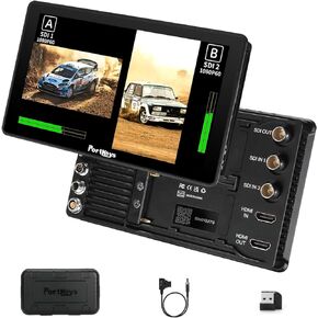 Portkeys BM7 II DS BM7IIDS 7" Cinema Camera Monitor, Dual Screen 2200nit Ultra-Bright Split Screen Video Monitor, 3D LUT 1920 x 1080 IPS Touch Screen HDMI Input & Output for DSLR Cameras