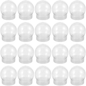 Amosfun 20pcs Christmas DIY Snow Globe 150ml Clear Water Globe with Screw Off Cap Plastic Empty Snow Globe Christmas Display Plant Craft for Winter DIY Craft
