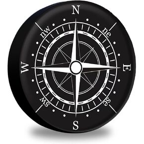 Compass Rose Spare Tire Cover with Backup Camera Hole Leather Wheel Covers for Wrangler JL