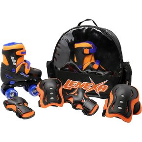 Lenexa Go GRO Adjustable Quad Roller Skate Bundle - Kids Roller Skates - Roller Skates for Kids - Roller Skates for Girls - Roller Skates for Boys - Girls Roller Skates