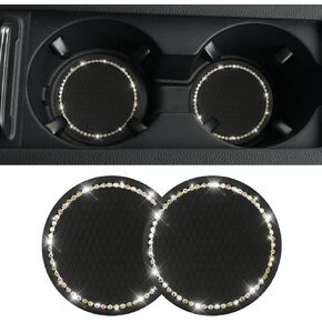 2 Pack Car Bling Cup Holder Coaster, 2.75 Inch Crystal Rhinestone Car Cup Holder Insert Coaster,Universal for Cars, Vehicles, SUVs, Car Interior Accessories (AB Color)