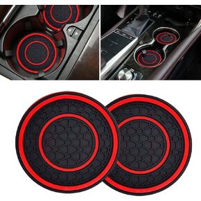 Car Cup Coasters - 2 Pack 2.75 Inch Diameter Universal Auto Anti Slip Cup Holder Insert Coaster, Suitable for Most Car Interior Accessories(Red)