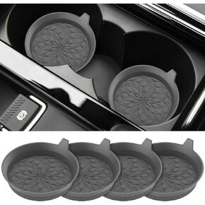 ME.FAN Car Cup Coasters [4 Pack] Silicone Car Coasters/Automotive Cup Mats - Universal Non-Slip Recessed Car Interior Accessories - Car Cup Holder Insert Coasters Black