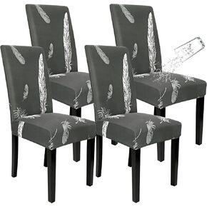 Weldomcor Dining Chair Covers 4 Pack, Waterproof Stretch Kitchen Room Chair Seat Cover Parson Chair Cushion Slipcovers Removable Seat Protector for Wedding Party Home Decor (Set of 4, Beige)