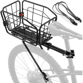 رف الدراجة الخلفي من West Biking مع سلة - سلة تخزين رف البضائع للدراجة قابلة للتعديل بسعة 165 رطل، رف خلفي للدراجة من سبائك الألومنيوم مع إطلاق سريع in Kuwait