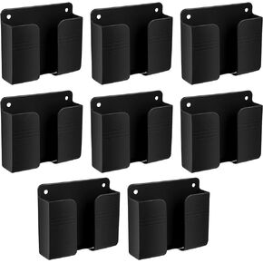 8 Pieces Wall Mount Phone Holder Adhesive Remote Control Storage Box Wall Mount Charging Phone Stand Holder Adhesive Non Slip Media Organizer Storage Box for Bedroom Kitchen Bathroom (Black)