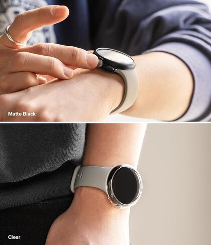 Ringke Slim [Anti-Yellowing Material / 2 Pack] Compatible with Google Pixel Watch 2 Case, Solid Transparent Cover + Extra Color for Women, Men - Clear + Matte Black in Kuwait