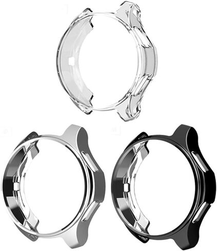 Suoman 3-Pack for Samsung Galaxy Watch 46mm Case, Soft Plated TPU Protective Bumper Cover Case for Galaxy Watch 46mm (2018), (Not Fit for 46mm 2021), Black+Silver+Clear in Saudi Arabia