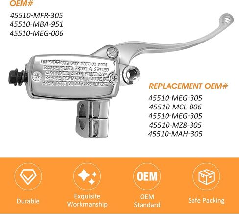 JAVIK Right Brake Master Cylinder for Honda VT600 VT750 VT1100 VT1300 VTX1300 VF750 45510MFR305 45510MBA951 45510MEG006 (Chrome) in Saudi Arabia