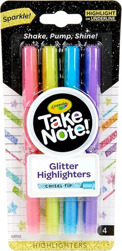 Crayola Take Note Glitter Highlighters, Assorted Colors, School Supplies, 4 Count in Saudi Arabia