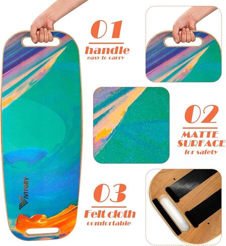 مدرب لوح التوازن فيفيتوري مع مقبض، لوح دوار مع سدادات قابلة للتعديل - 3 خيارات مختلفة للمسافات 4 و13 و22 بوصة، للهوكي وركوب الأمواج والتزلج على الجليد والتزلج والتزلج in Kuwait