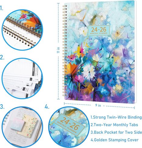 2024-2026 Monthly Planner/Calendar - JUL 2024 - JUN 2026, Monthly Planner 2024-2026, 2-Year Monthly Planner, Inner Pocket, 9" x 11", Flexible Cover in Saudi Arabia