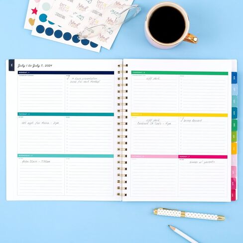 AT-A-GLANCE Planner 2024-2025 Academic, Simplified by Emily Ley, Weekly & Monthly, 8-1/2" x 11", Large, Monthly Tabs, Flexible Cover, Happy Stripe (EL24-905A) in Saudi Arabia
