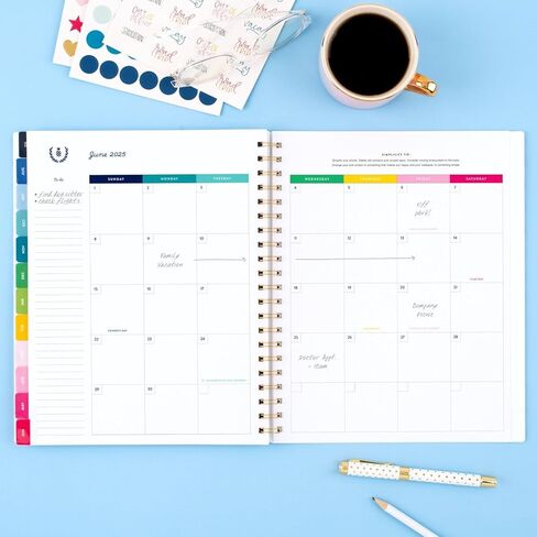 AT-A-GLANCE Planner 2024-2025 Academic, Simplified by Emily Ley, Weekly & Monthly, 8-1/2" x 11", Large, Monthly Tabs, Flexible Cover, Happy Stripe (EL24-905A) in Saudi Arabia